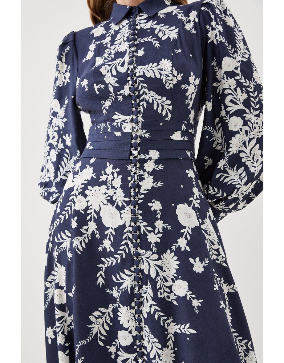 Lydia Millen Linen Floral Embroidered Woven Maxi Dress - 2
