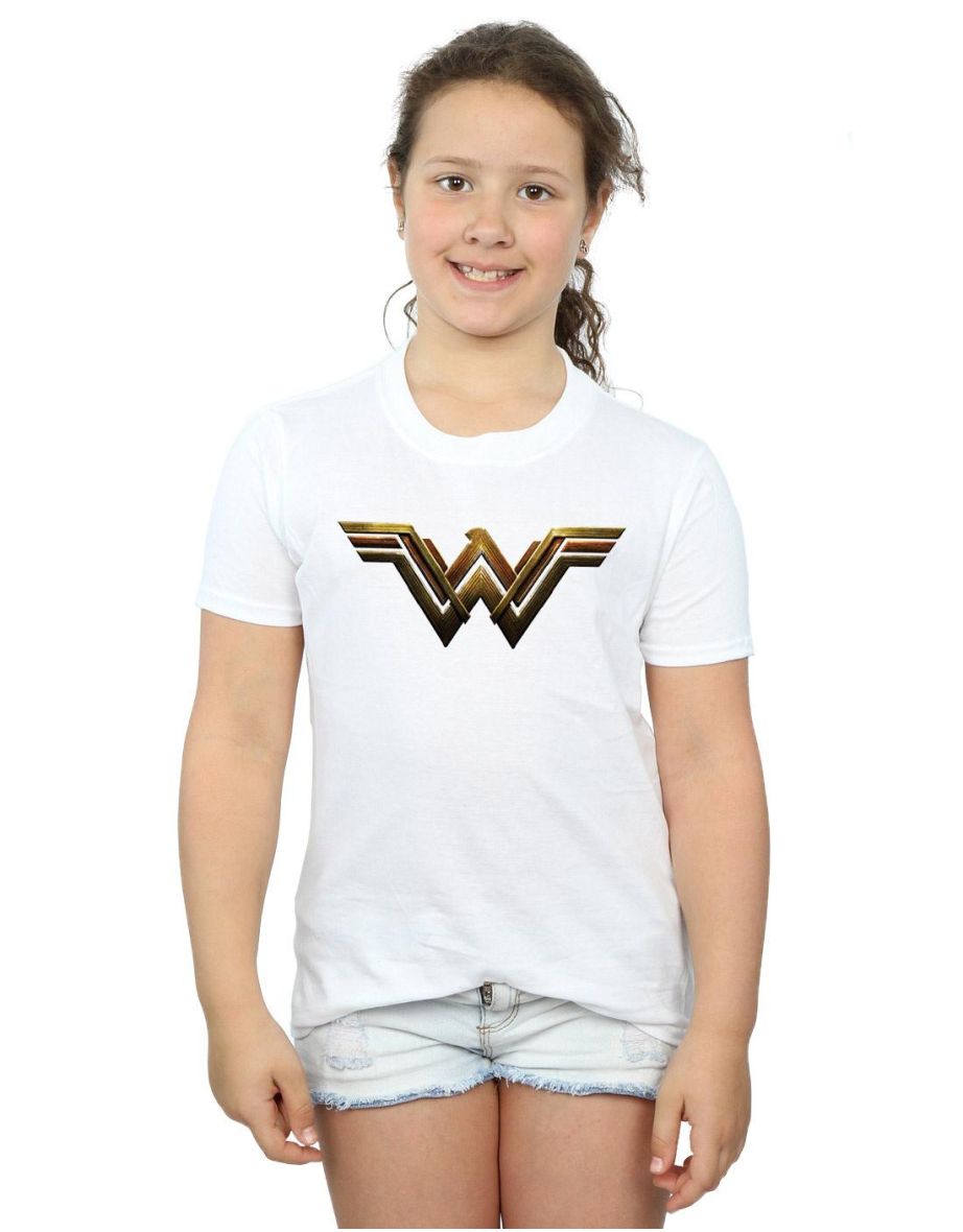 Wonder Woman Girls Logo Cotton T-Shirt - White