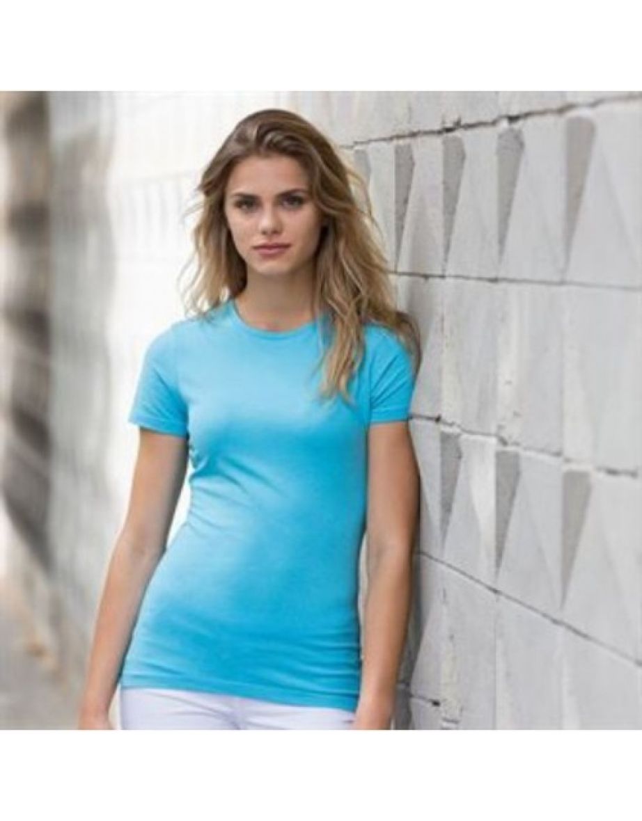Skinni Fit Womens/Ladies Feel Good Stretch Short Sleeve T-Shirt - Surf Blue - 2