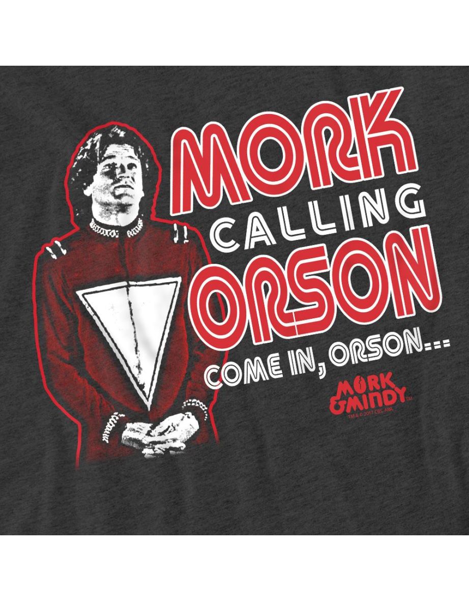 Mork And Mindy Unisex Adult Mork Calling Orson T-Shirt - Charcoal - 3