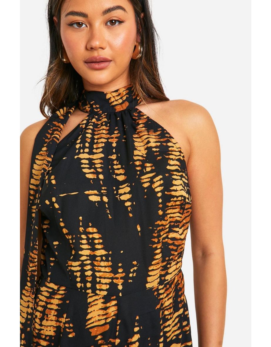 Tie Dye Halterneck Playsuit - black - 3