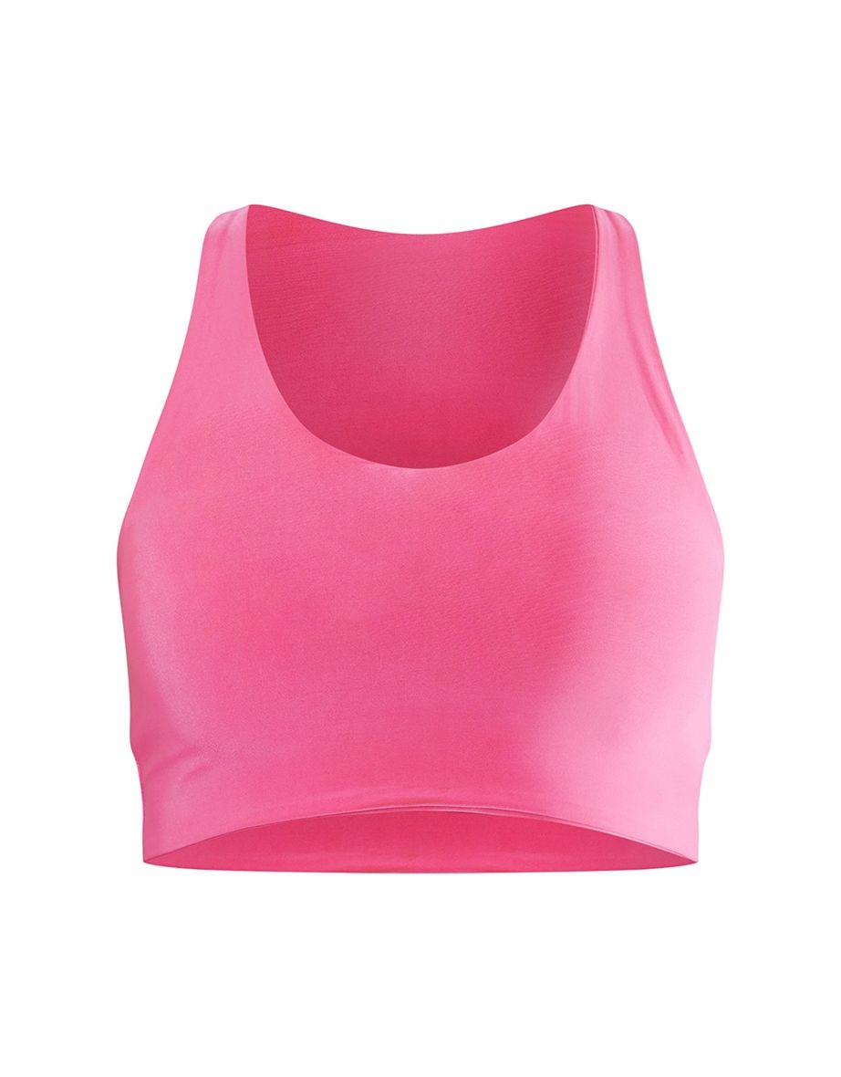 Bright Pink Slinky Racer Back Crop Top - 4