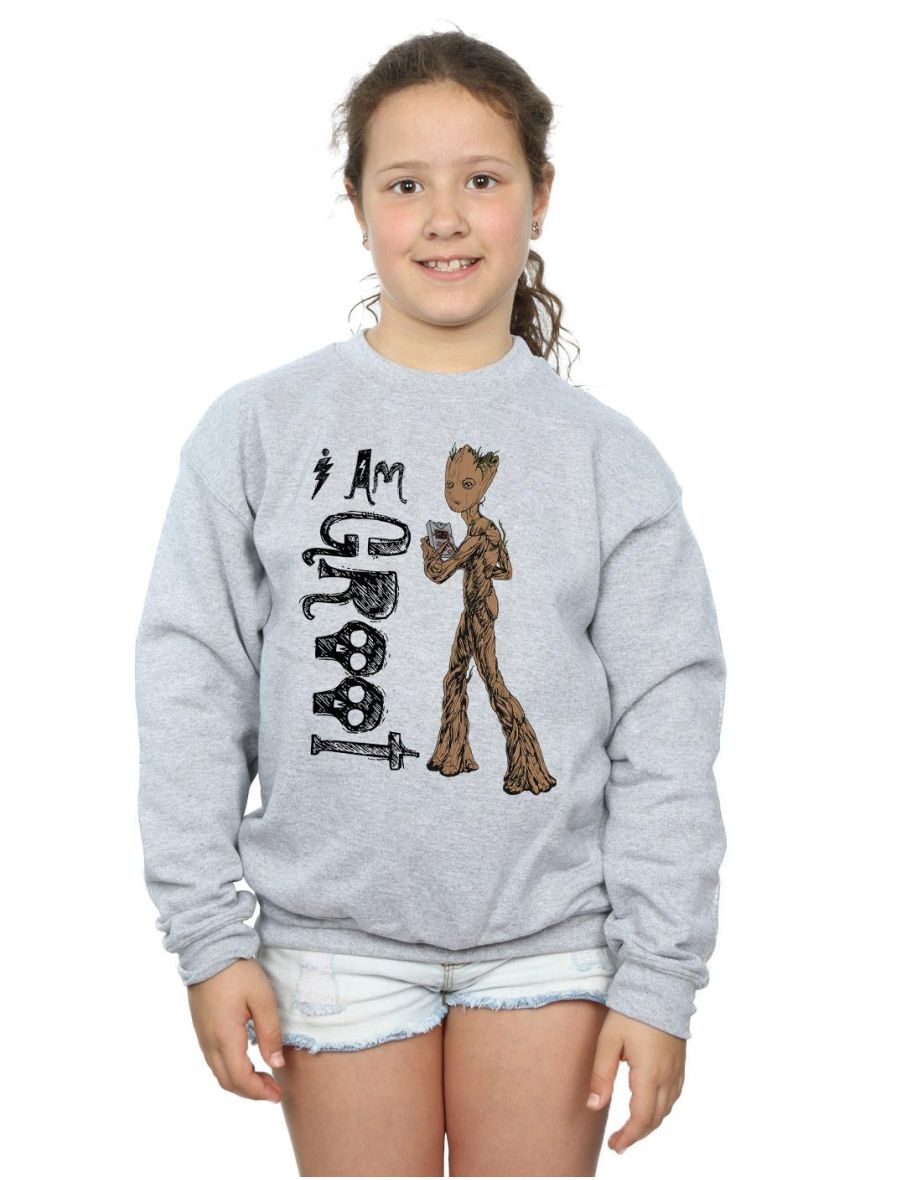 Avengers Infinity War Girls I Am Teenage Groot Cotton Sweatshirt - Sports Grey