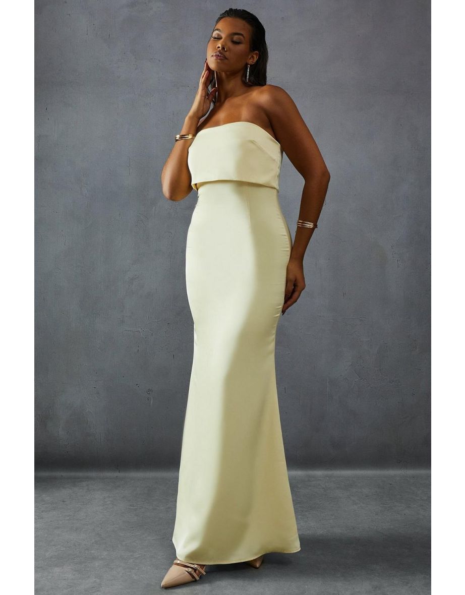 Premium Satin Bandeau Overlay Bridesmaid Dress