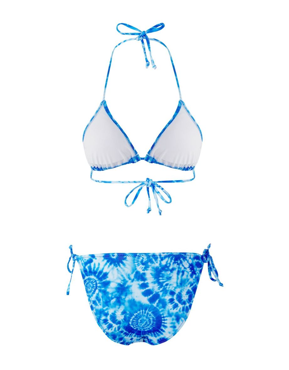 Batik Patterned Triangle Tied Bikini Set - 4