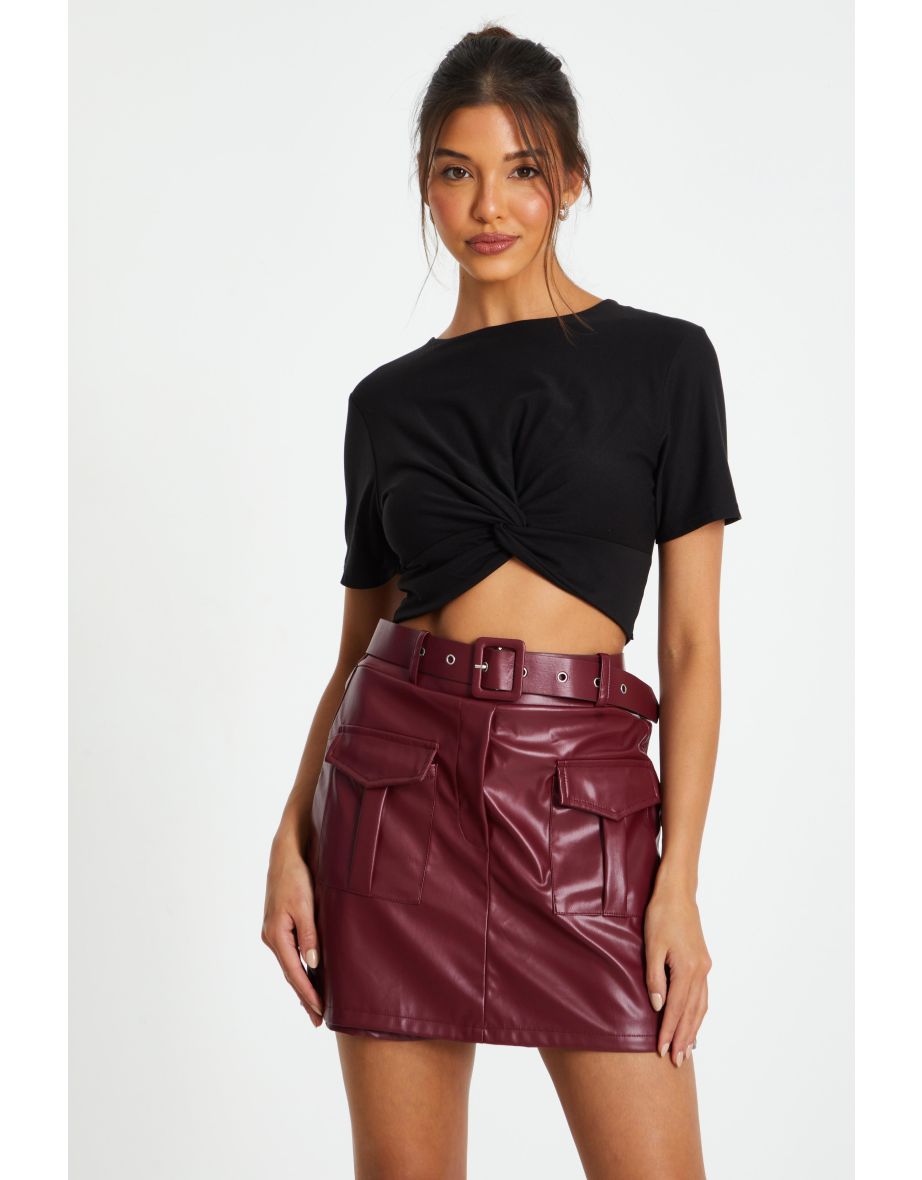 Black Cross Front Crop Top