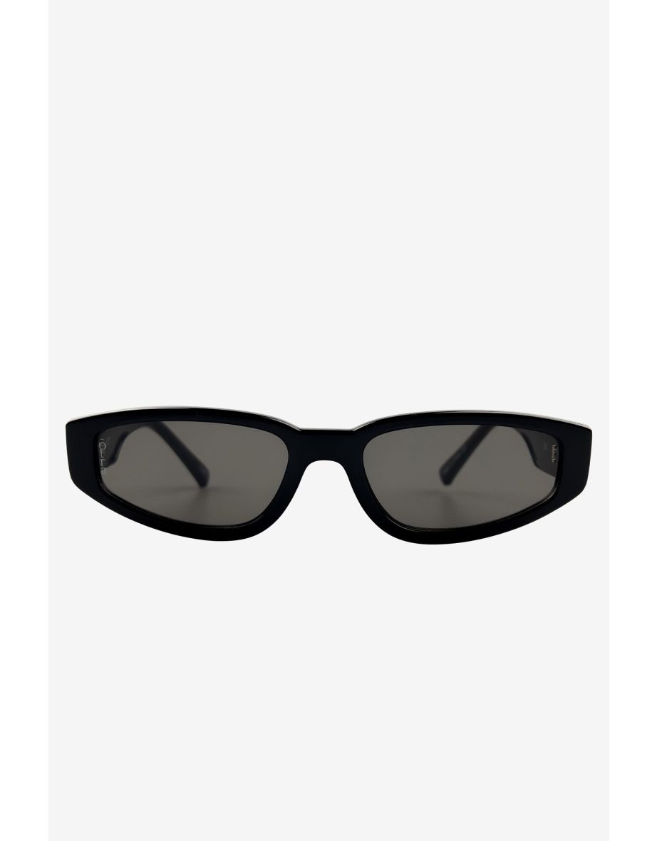 Kai | Otra Black Thin Rectangular Sunglasses