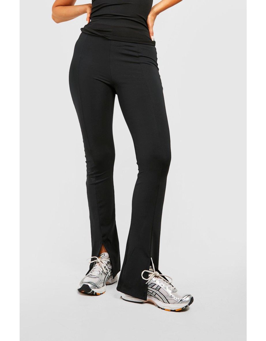 Flared Split Hem Gym Legging - black - 3