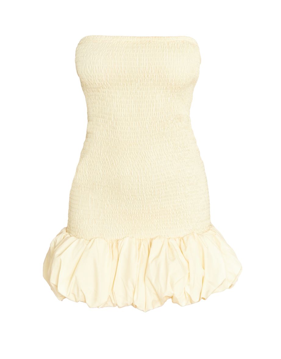 Lemon Shirred Bandeau Bodycon Dress - 4