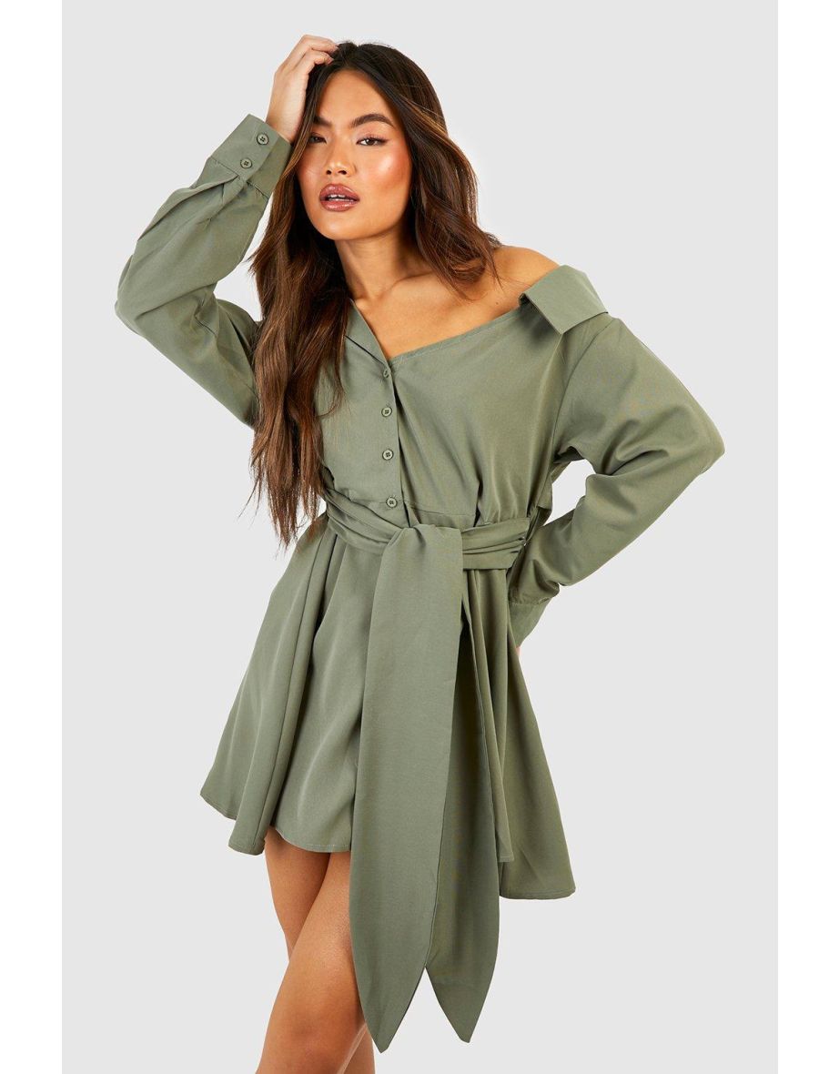 Khaki dress boohoo best sale