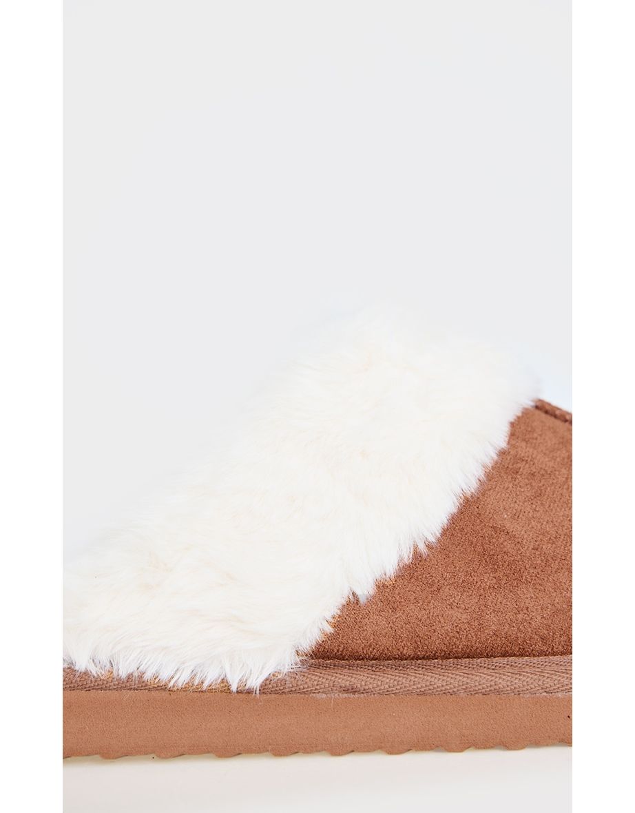 Chestnut Faux Suede Mule Slippers - 3