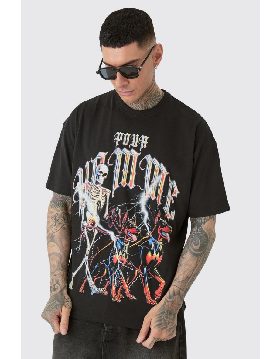 Tall Pour Homme Dog Skeleton T-shirt In Black