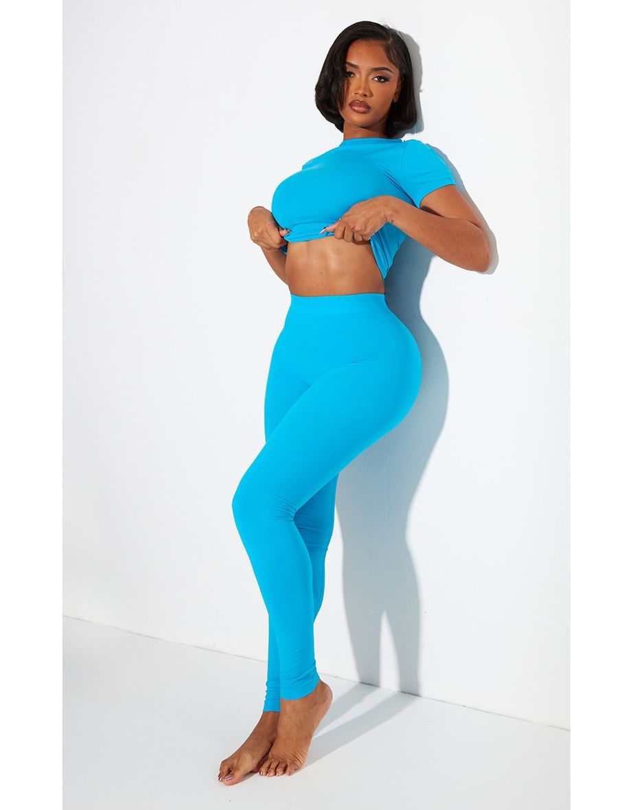 Shop Shape Bright Blue Stretch Seamless Leggings Online in Bahrain VogaCloset