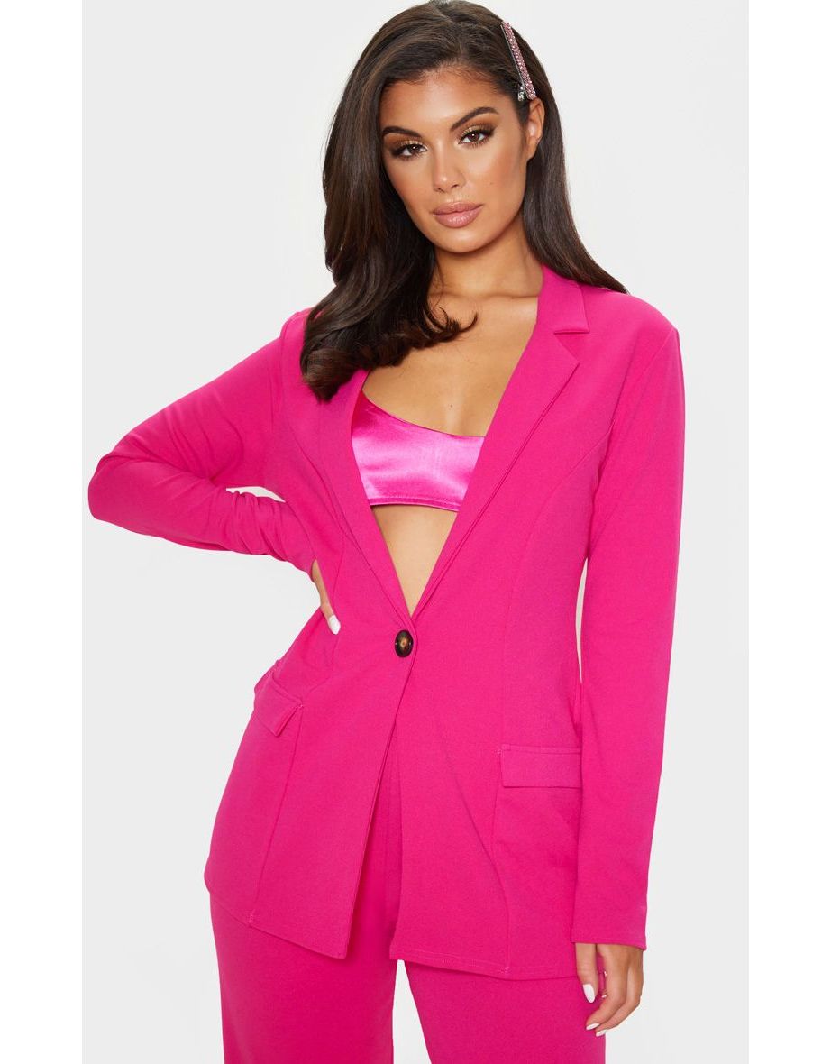 Pink Fitted Button Detail Blazer