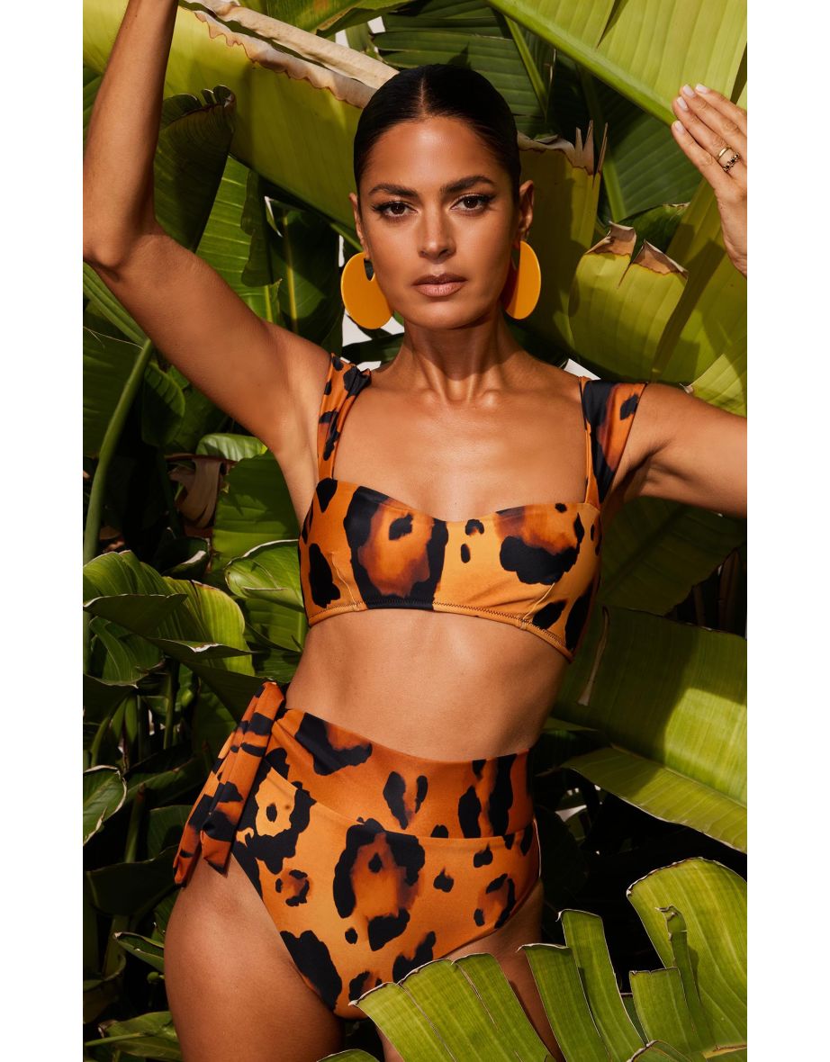 HALO Salinas Bikini Top in Jungle Leopard