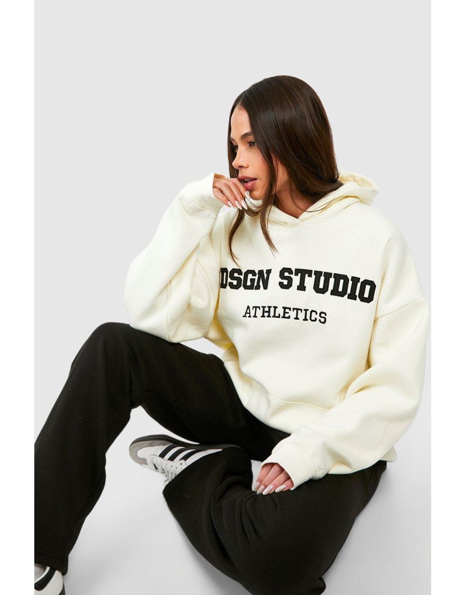 Dsgn Studio Athletics Applique Oversized Hoodie - ecru