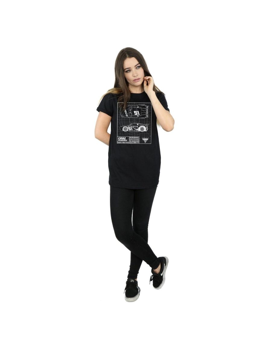 Disney Womens/Ladies Cars Cruz Ramirez Blueprint Cotton Boyfriend T-Shirt