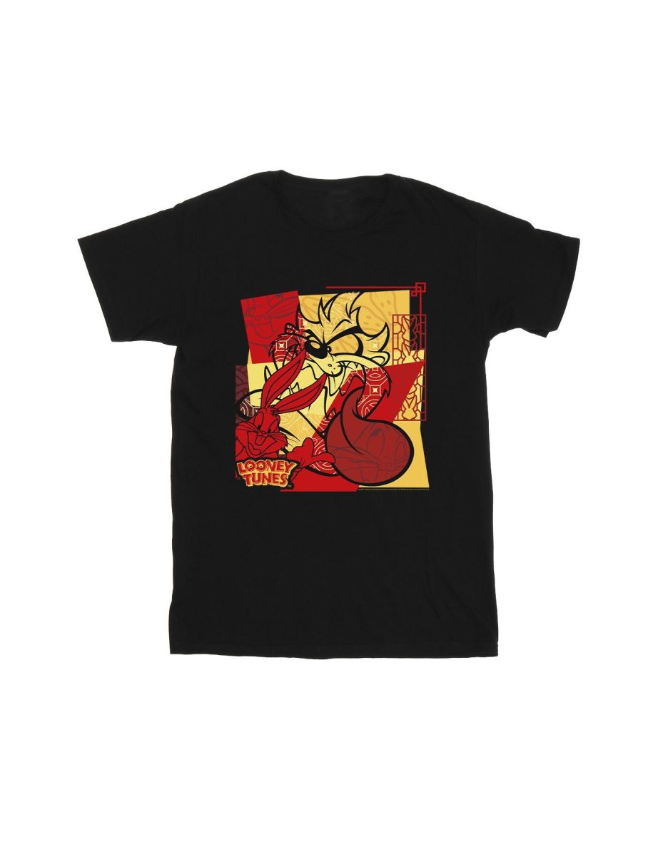Looney Tunes Boys Taz Bugs Rabbit New Year T-Shirt - Black