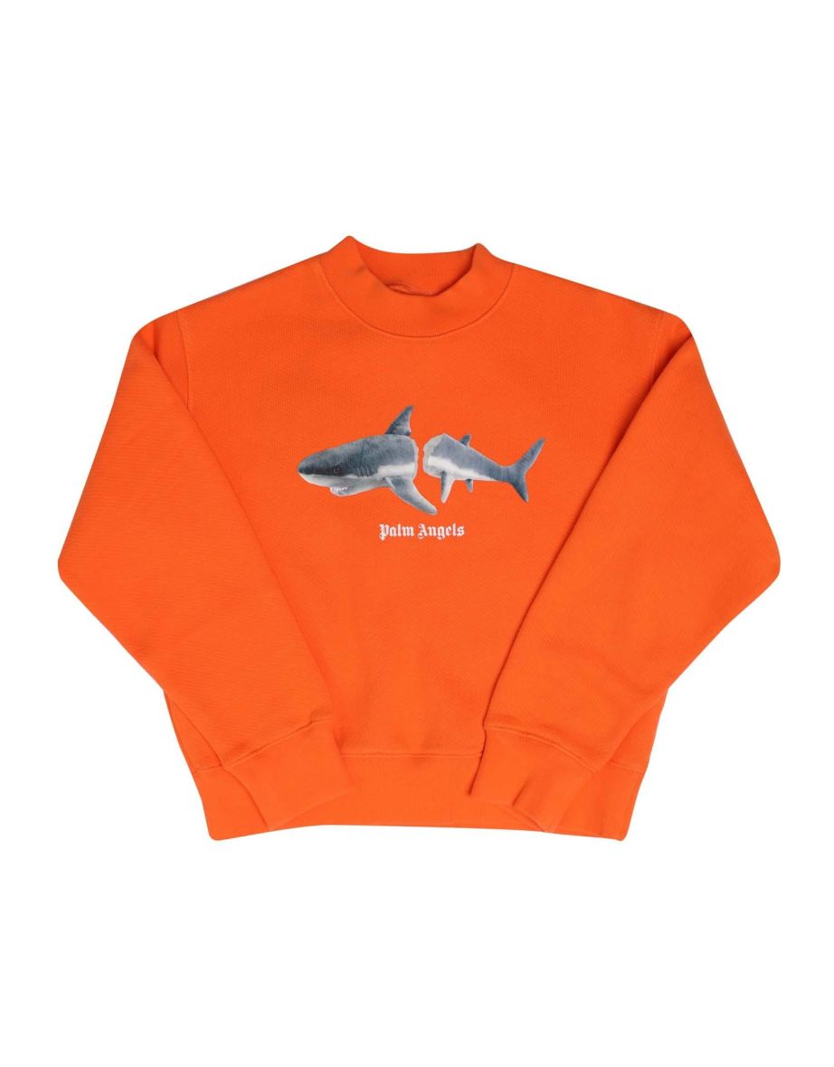 Boy's Palm Angels Juniors Shark Crewneck Sweatshirt in Orange