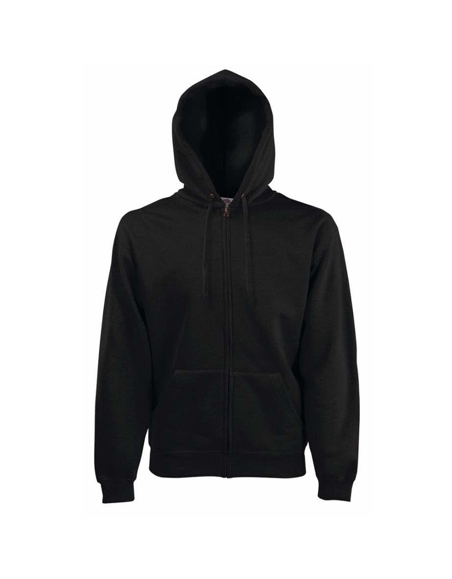 Fruit Of The Loom Mens Zip Through Hooded Sweatshirt / Hoodie - Black - 2
