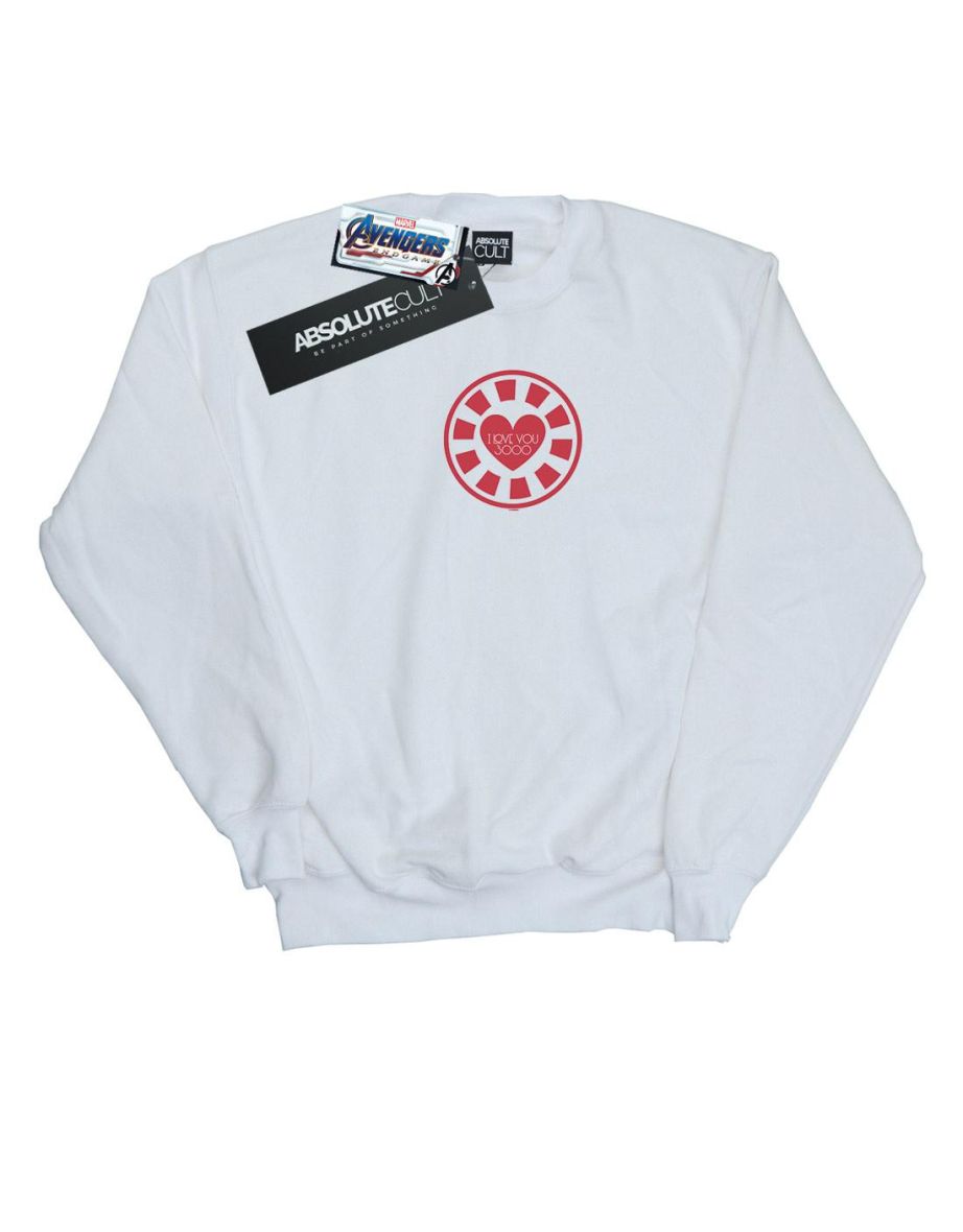 Marvel Girls Avengers Endgame I Love You 3000 Tony Stark Heart Sweatshirt - White