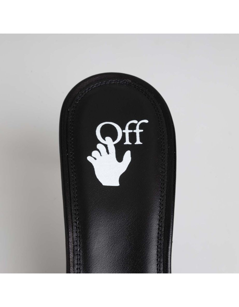 Women's Off White Nappa Allen Pointed Mules in Black - 4