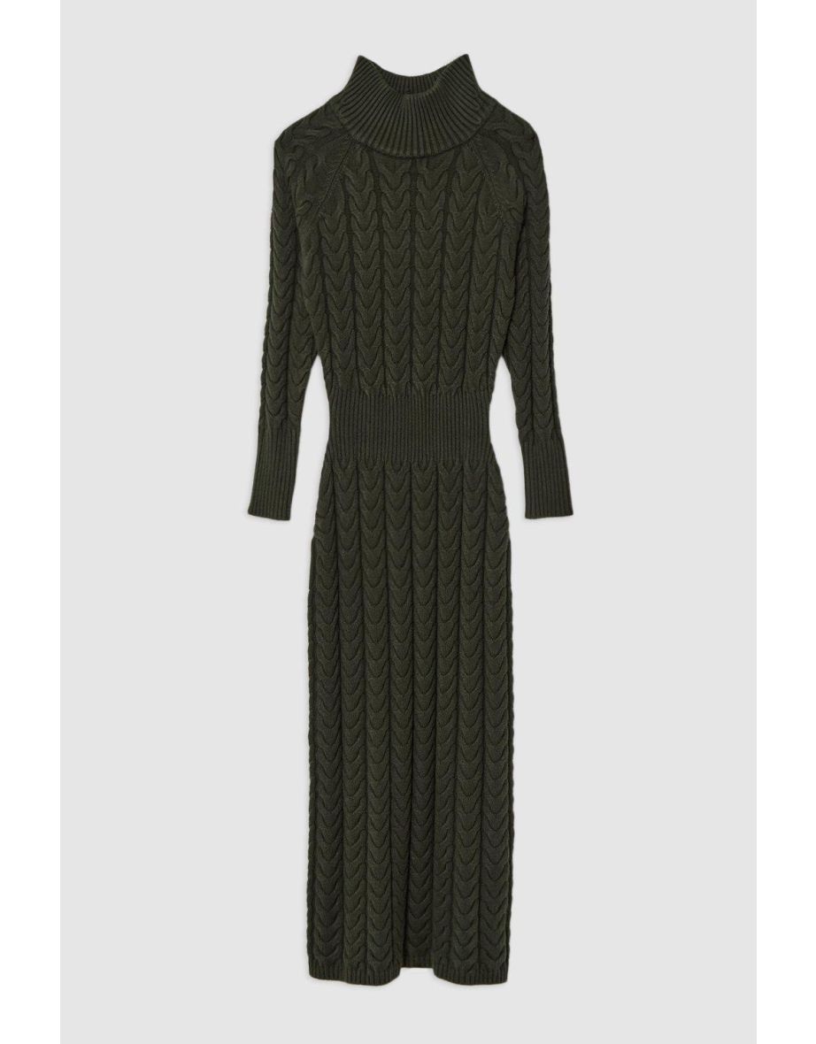 Cable Knit Funnel Neck Dress - 3