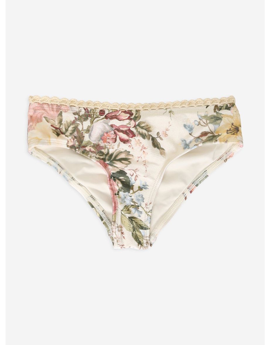 Zimmermann Girls Floral Waverly Trim Frill Bikini in Cream - 3