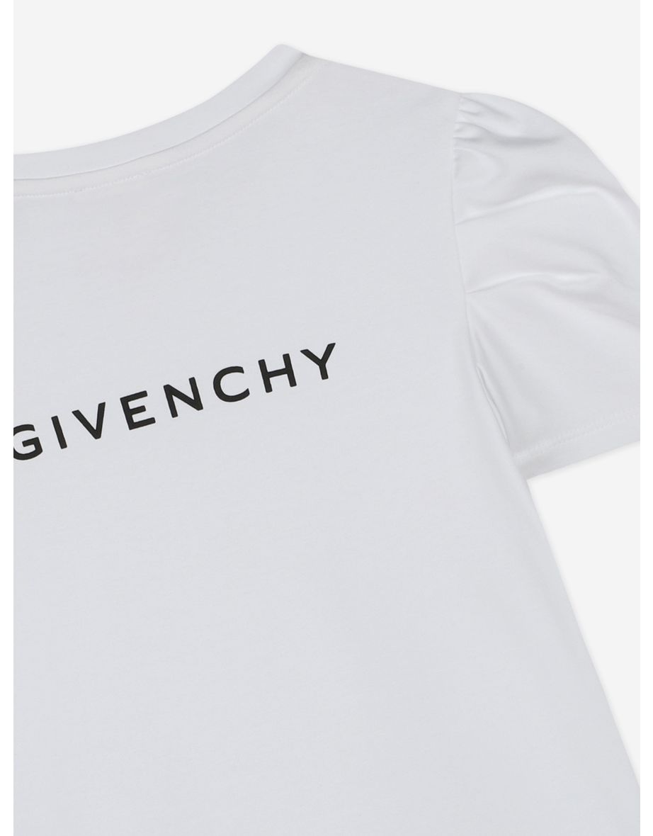 Givenchy Girls Puffy Sleeve Logo T-Shirt in White - 3