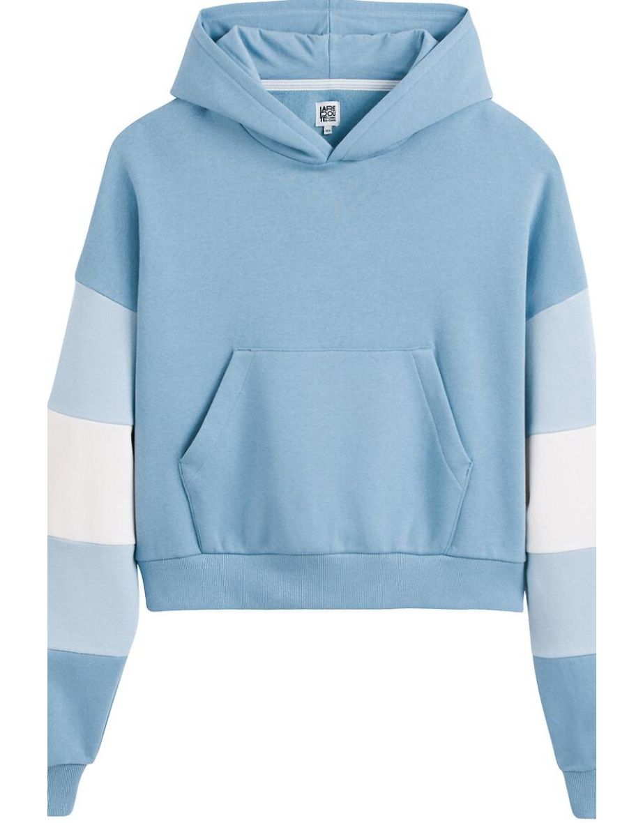 Colour Block Hoodie in Cotton Mix