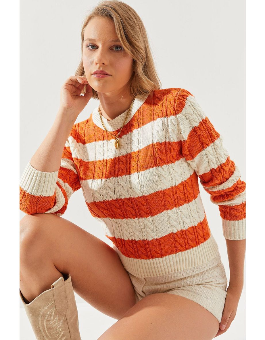Women's Striped Crew Neck Sweater