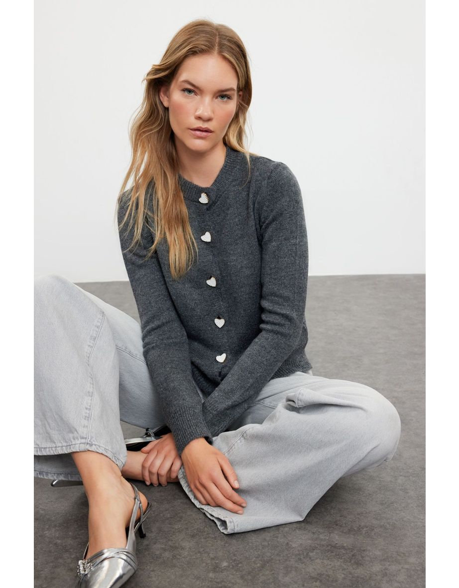 Cardigan - Gray - Fitted