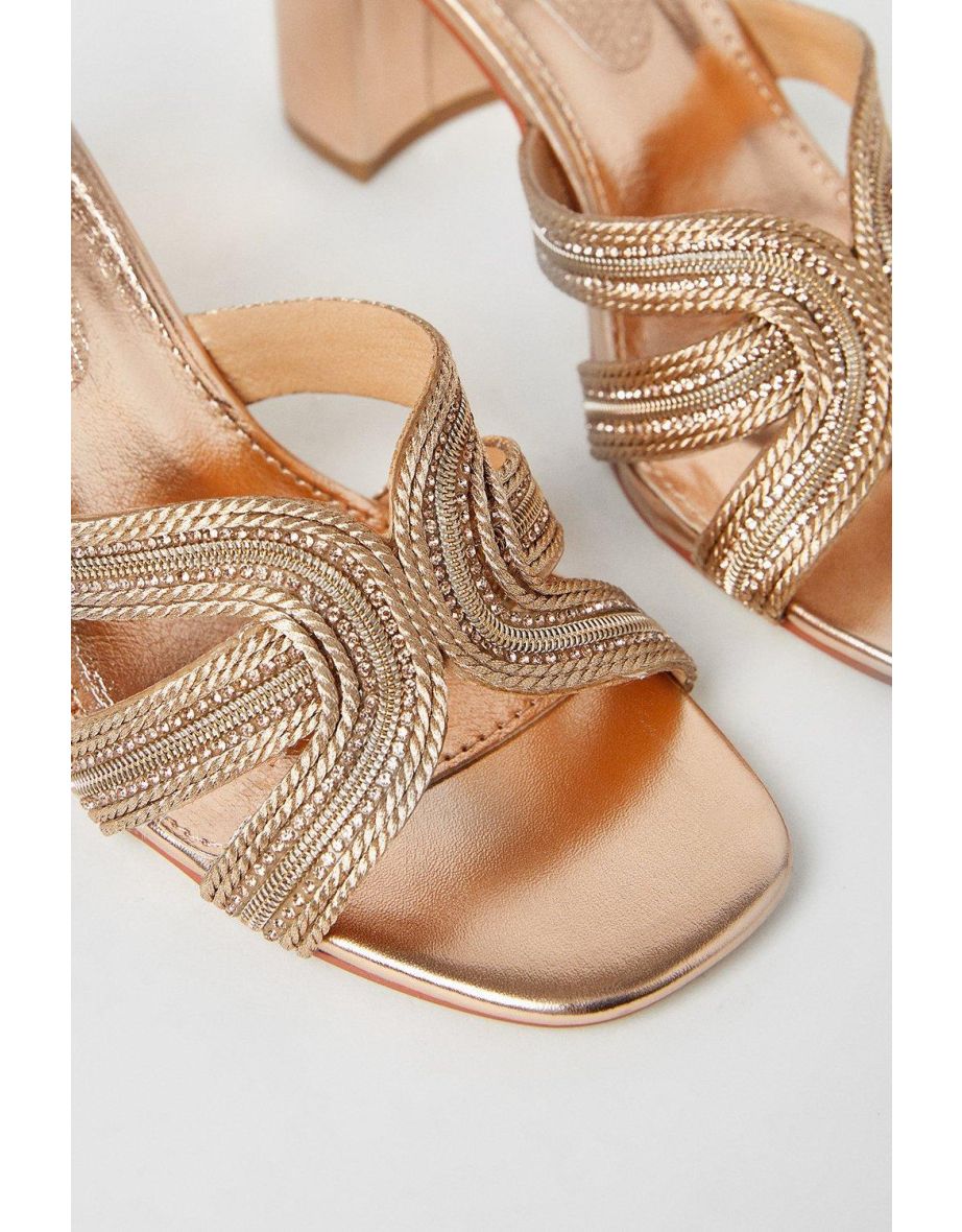 Tibago Diamante Rope Detail Heeled Mule Sandals - 3