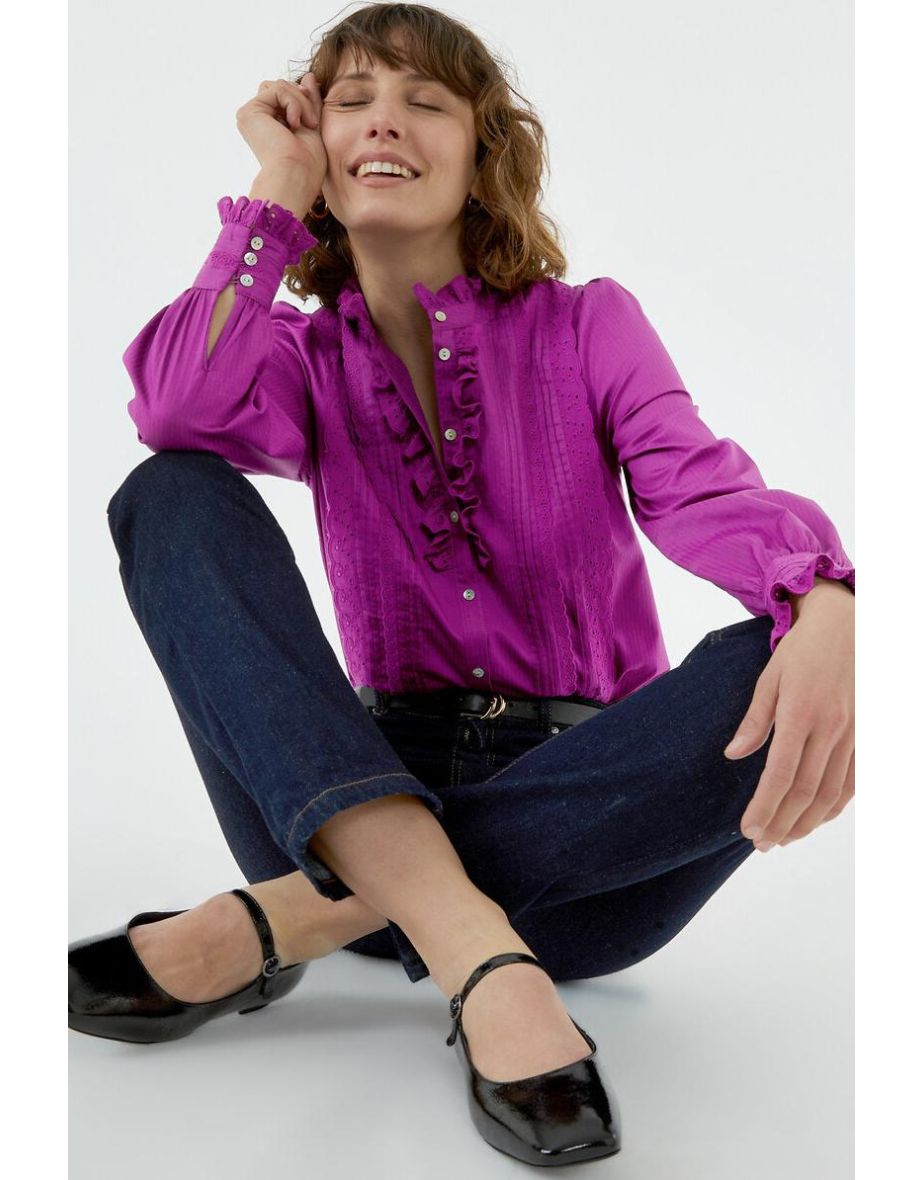 Les Signatures - EugÃ©nie Cotton Victoriana Blouse with Ruffles