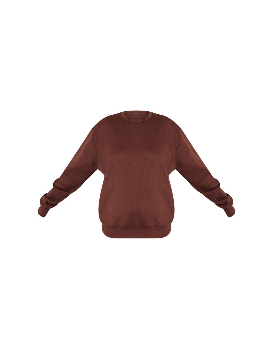 Chocolate Oversized Fleeceback Sweatshirt - 4