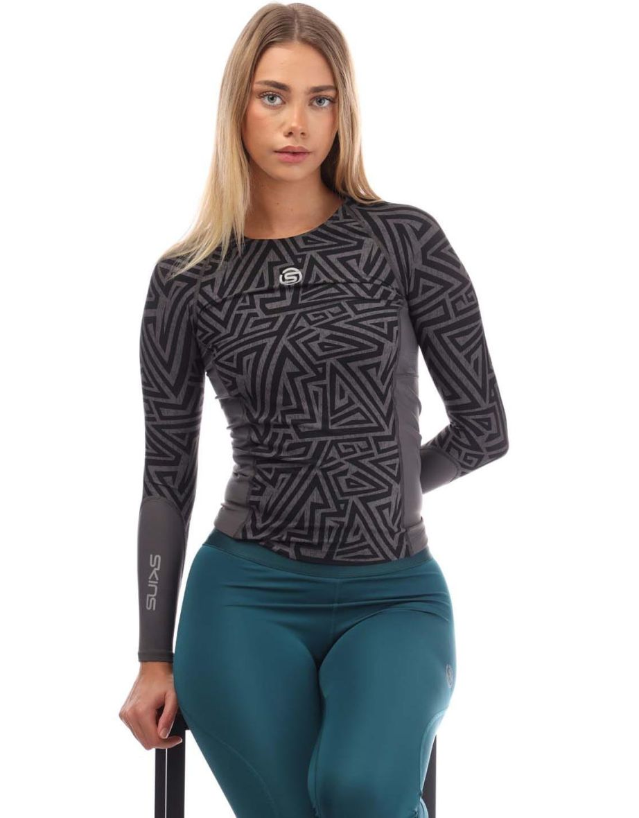 Women's Skins Series-3 Long Sleeve Top in Grey