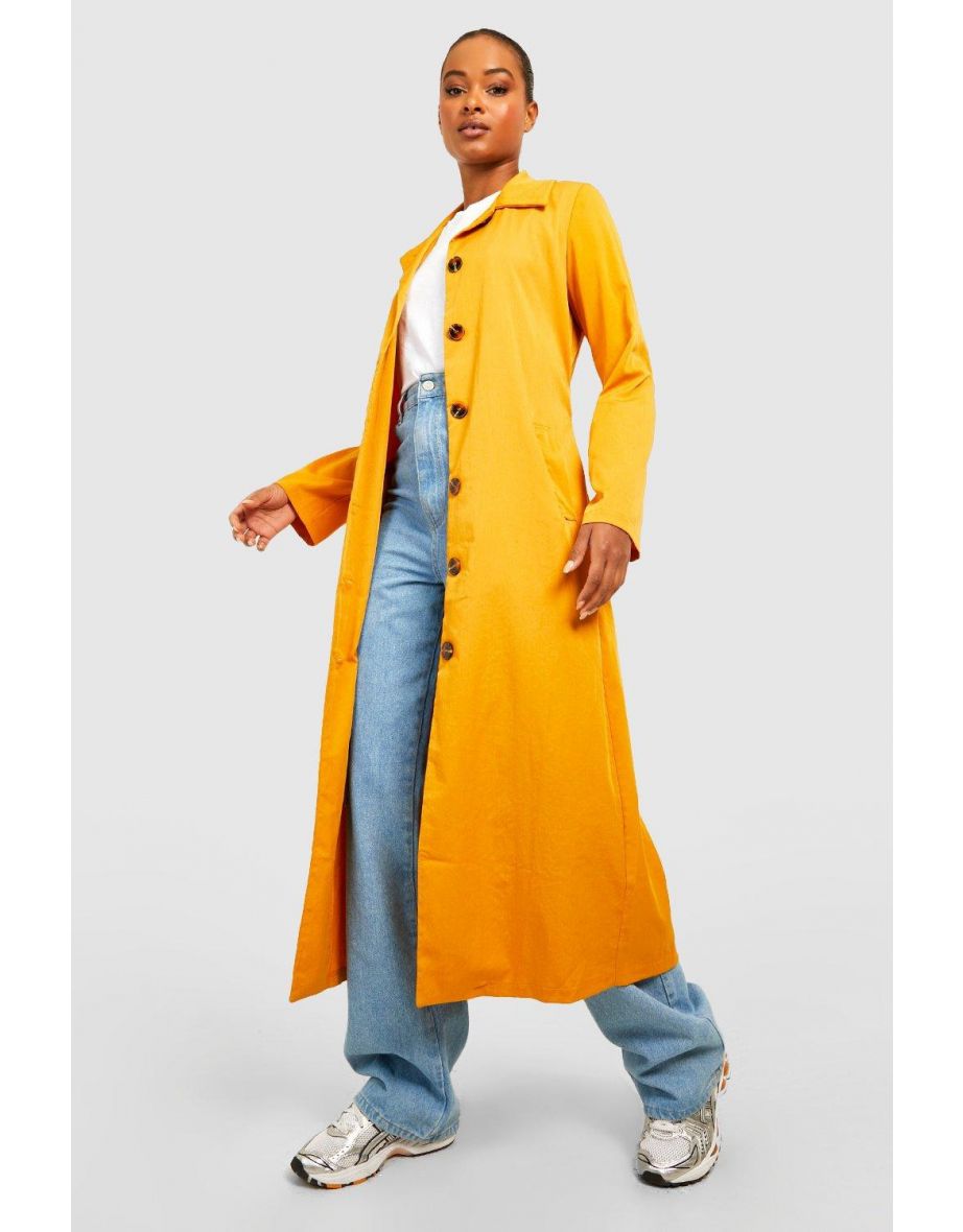 Tall Relaxed Fit Belted Trench Coat - mustard - 3