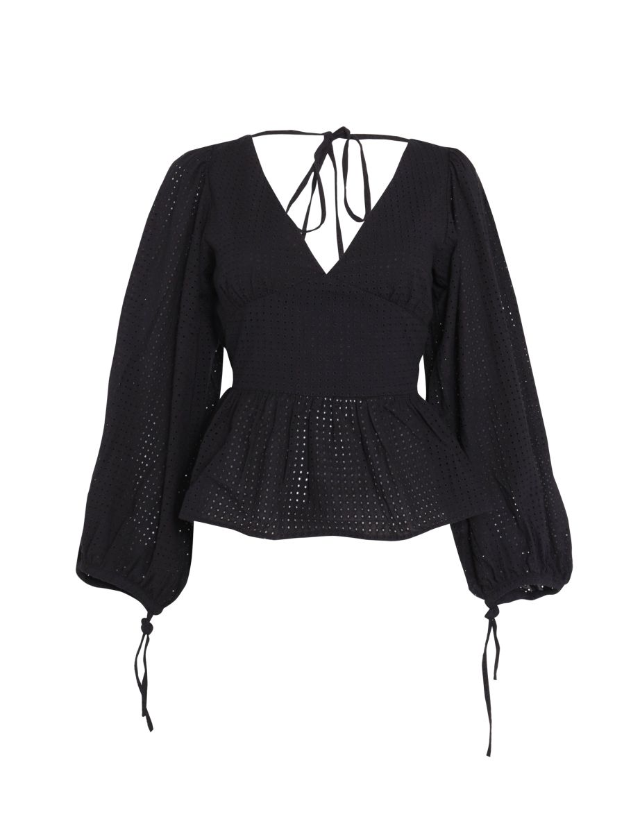 Glamorous Black V Neck, Peplum Top