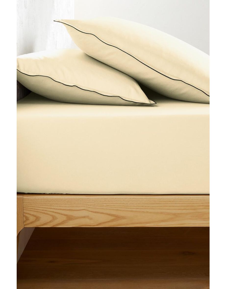 Victor Plain 100% Washed Cotton Satin 300 Thread Count Fitted Sheet