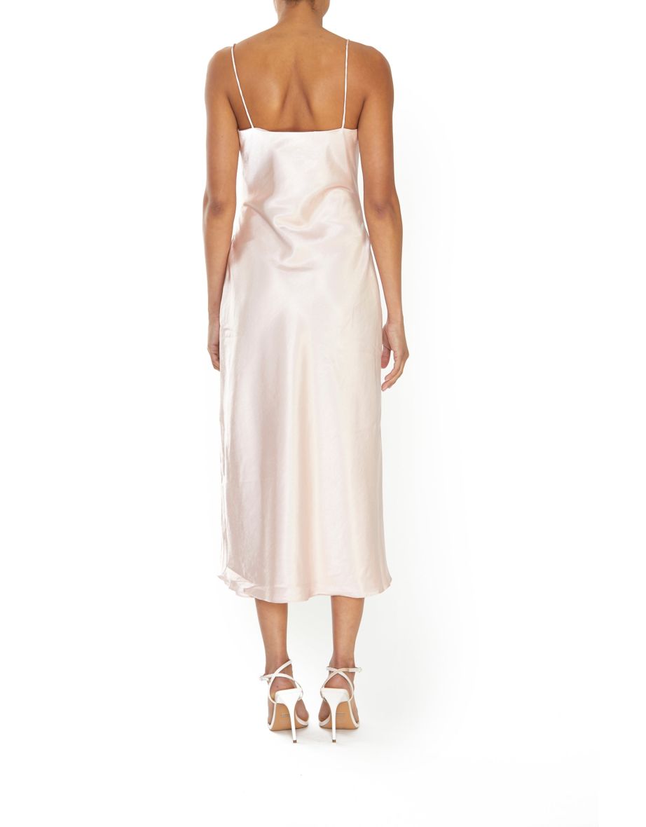 Pink Satin Column Midaxi Slip Dress - 1