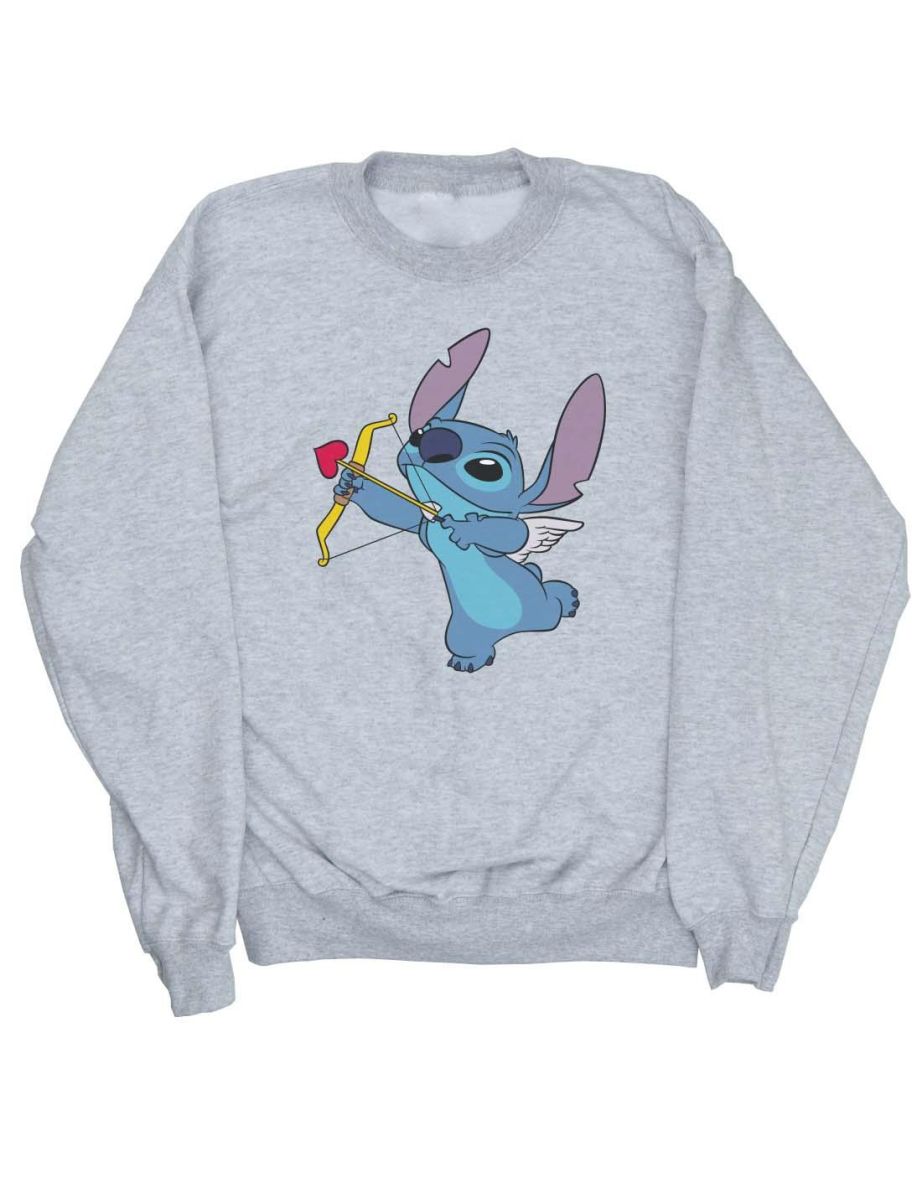 Disney Girls Lilo And Stitch Stitch Cupid Valentines Sweatshirt - Sports Grey