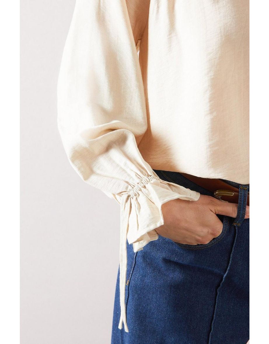 Viscose Linen Ruffle Blouse - 3