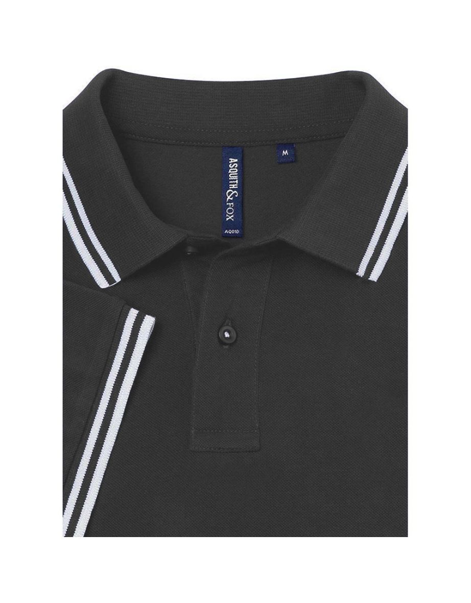 Asquith & Fox Mens Classic Fit Tipped Polo Shirt - Charcoal/White - 1