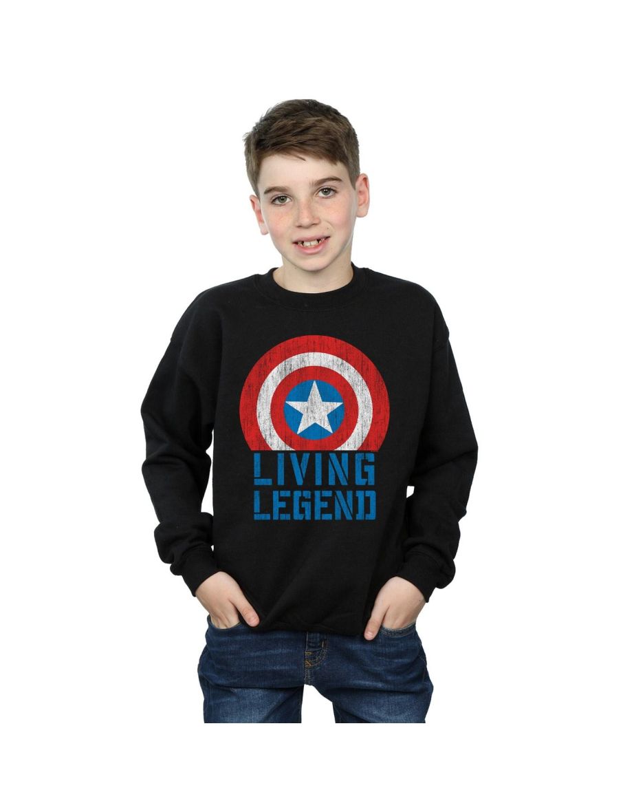 Marvel Boys Captain America Living Legend Sweatshirt - Black