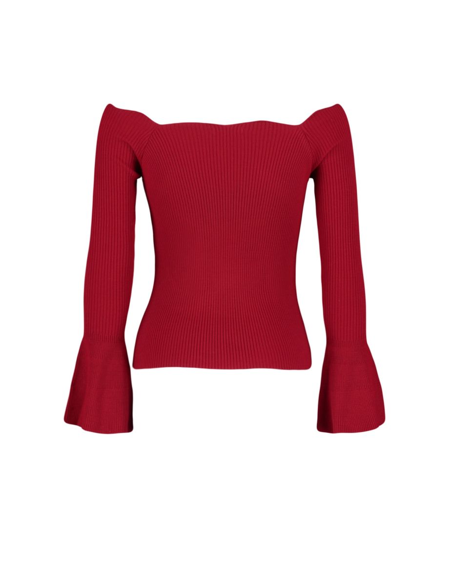 Red Carmen Collar Knitwear Sweater - 7