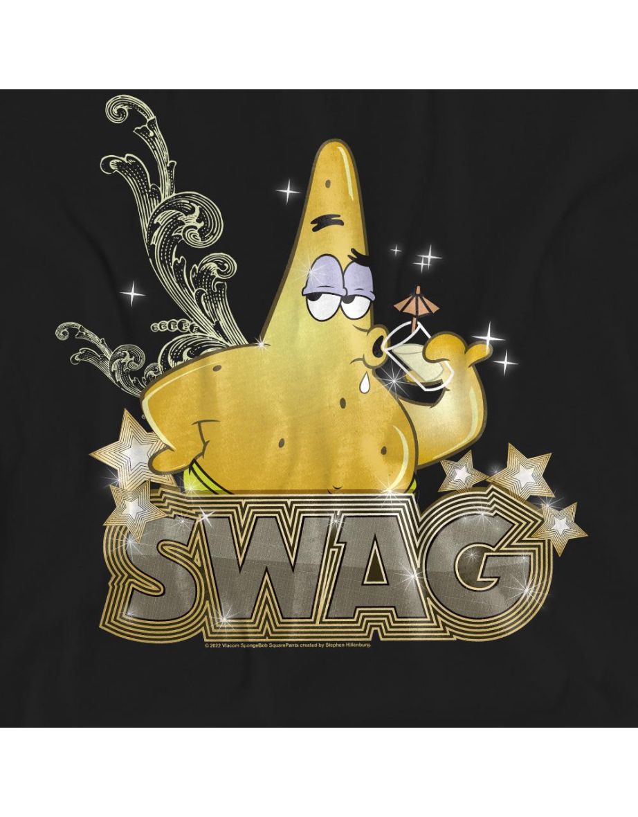 SpongeBob SquarePants Unisex Adult Patrick Has Swag T-Shirt - Black - 3