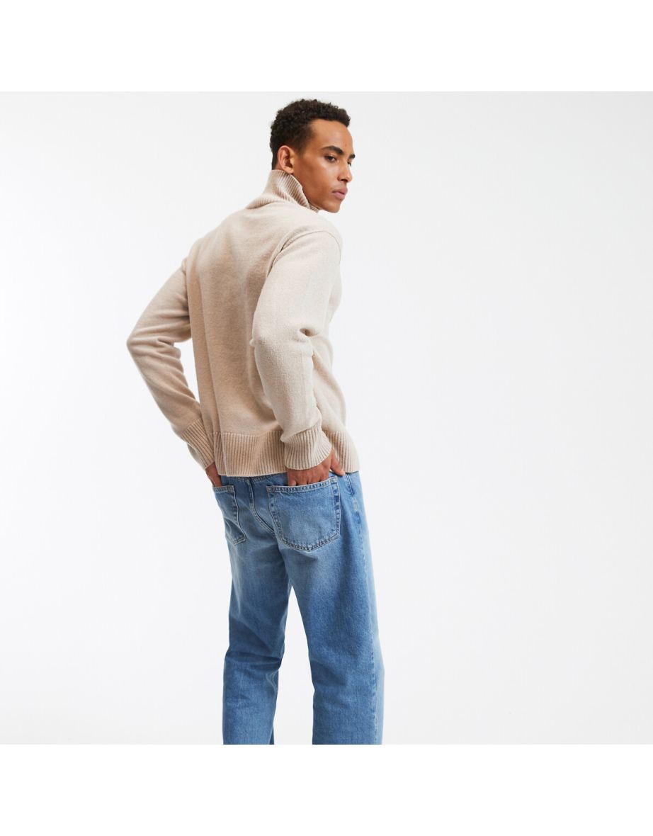 Wool/Cashmere Jumper/Sweater with Funnel Neck, Made in France - 4