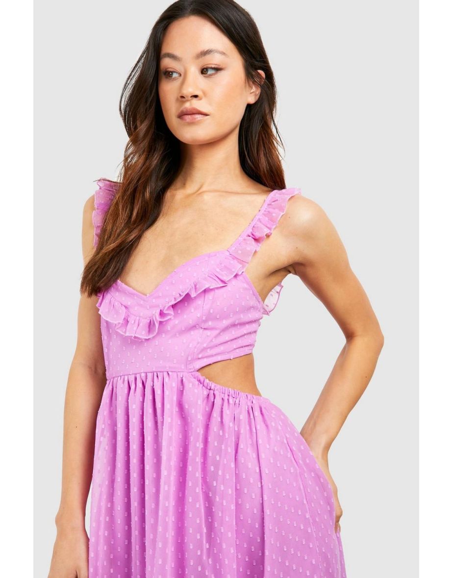 Tall Dobby Chiffon Cut Out Maxi Dress - purple - 3
