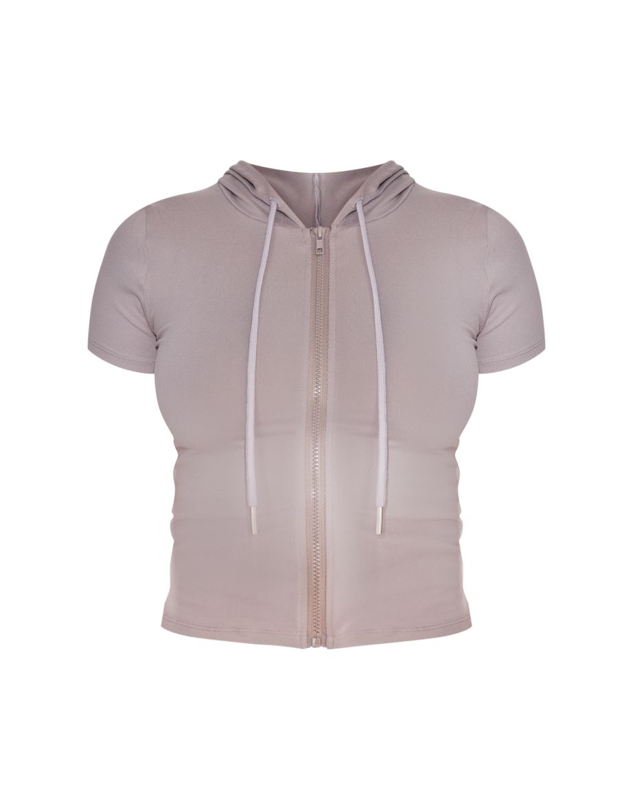 Shape Grey Sculpted Short Sleeve Hooded Jacket - 4