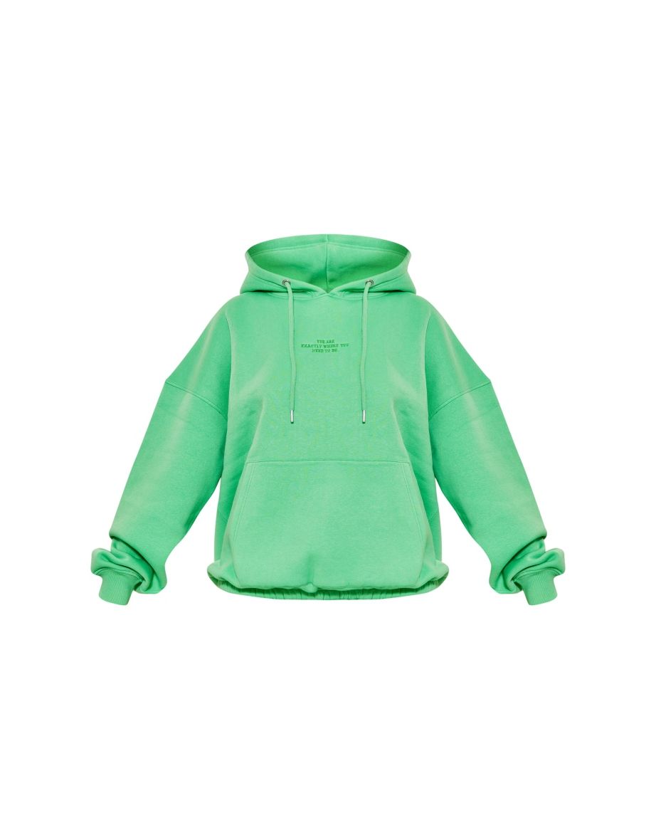 Apple Green Oversized Slogan Hoodie - 4